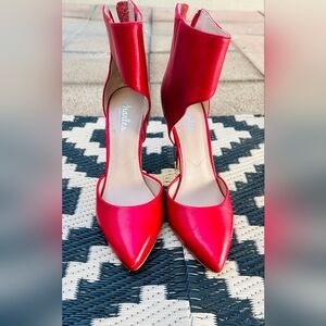 Charles by Charles David Red Stiletto Heels with Ankle Cuff